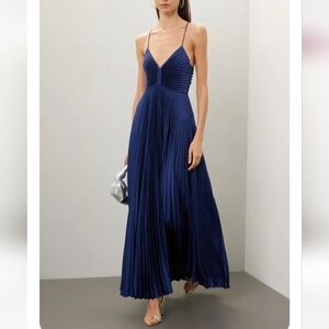 A.L.C. Navy Backless Pleated Dress